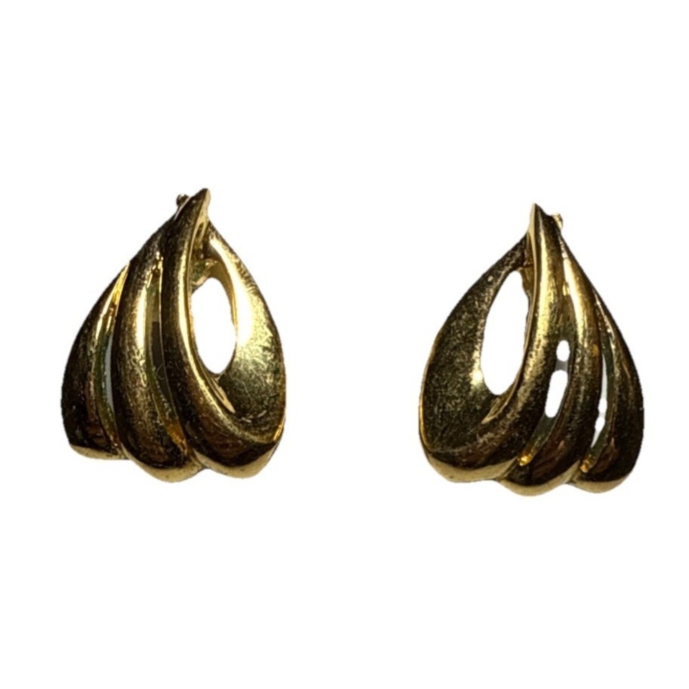 Vintage Gold Tone Loop Stud Earrings J17-15